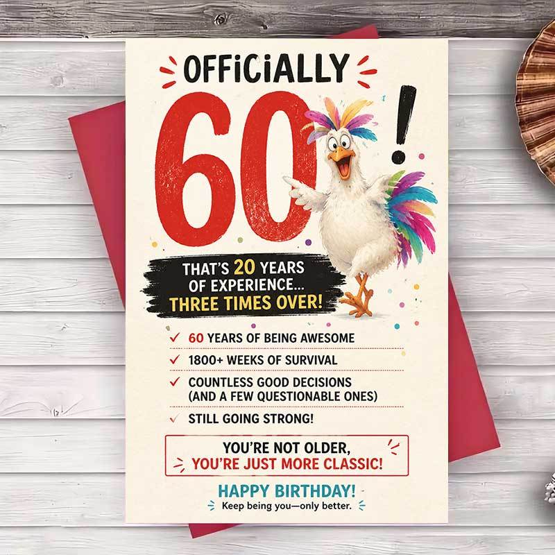 TEMU 1 Envelope And 1 Greeting Cardfunny 60th Birthday Greeting Card For Men And Women Milestone Celebration Gift For Friend Or Colleague With