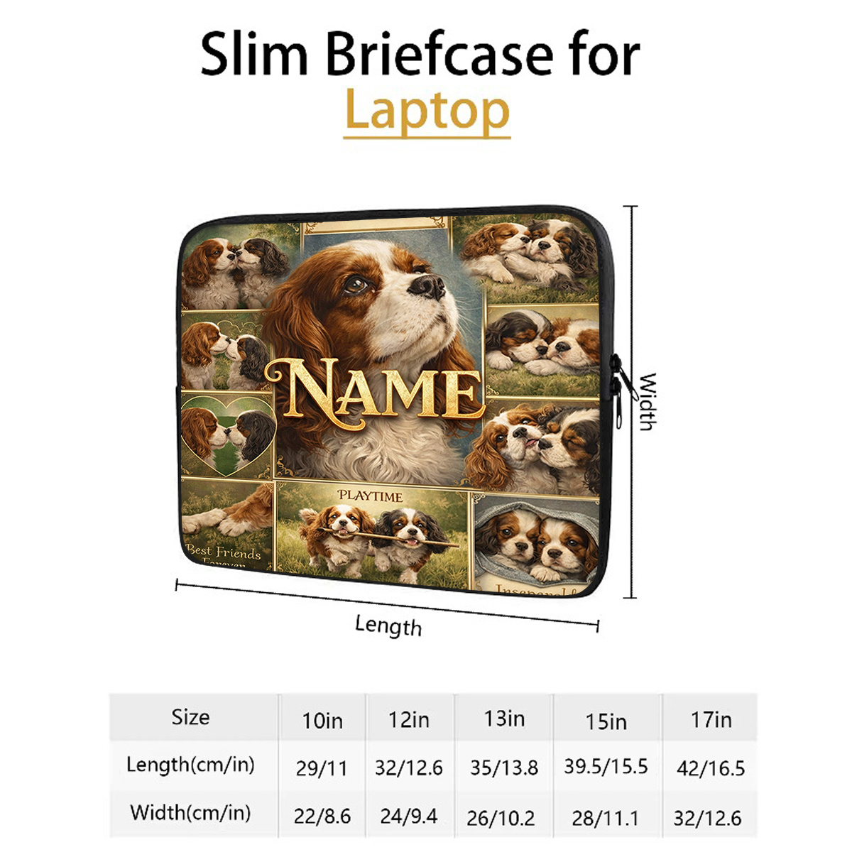 Customized Cavalier Dogs Designed Laptop Sleeve