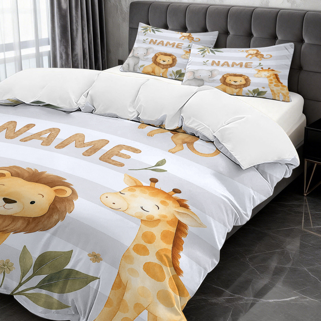 Customized Safari Animals Themed Duvet Cover Set