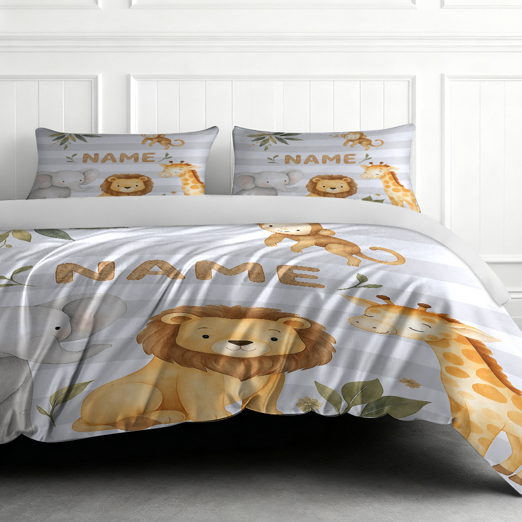 Customized Safari Animals Themed Duvet Cover Set