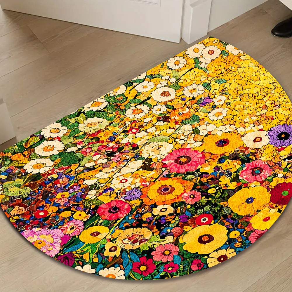 TEMU 1pc Of Semi-circular Mat For The Entrance Featuring Klimts Flower Suitable For Living Rooms Bedrooms Kitchens And Bathrooms In Sizes