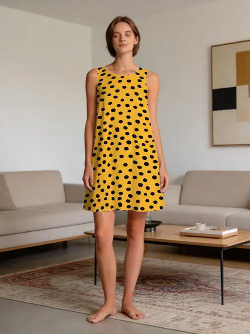 yellow and black polka dot dress Billy Cowl Mesh Mini - US 14 Made in India MODEL INFO Womens Ro&Zo Yellow Natasha Butter