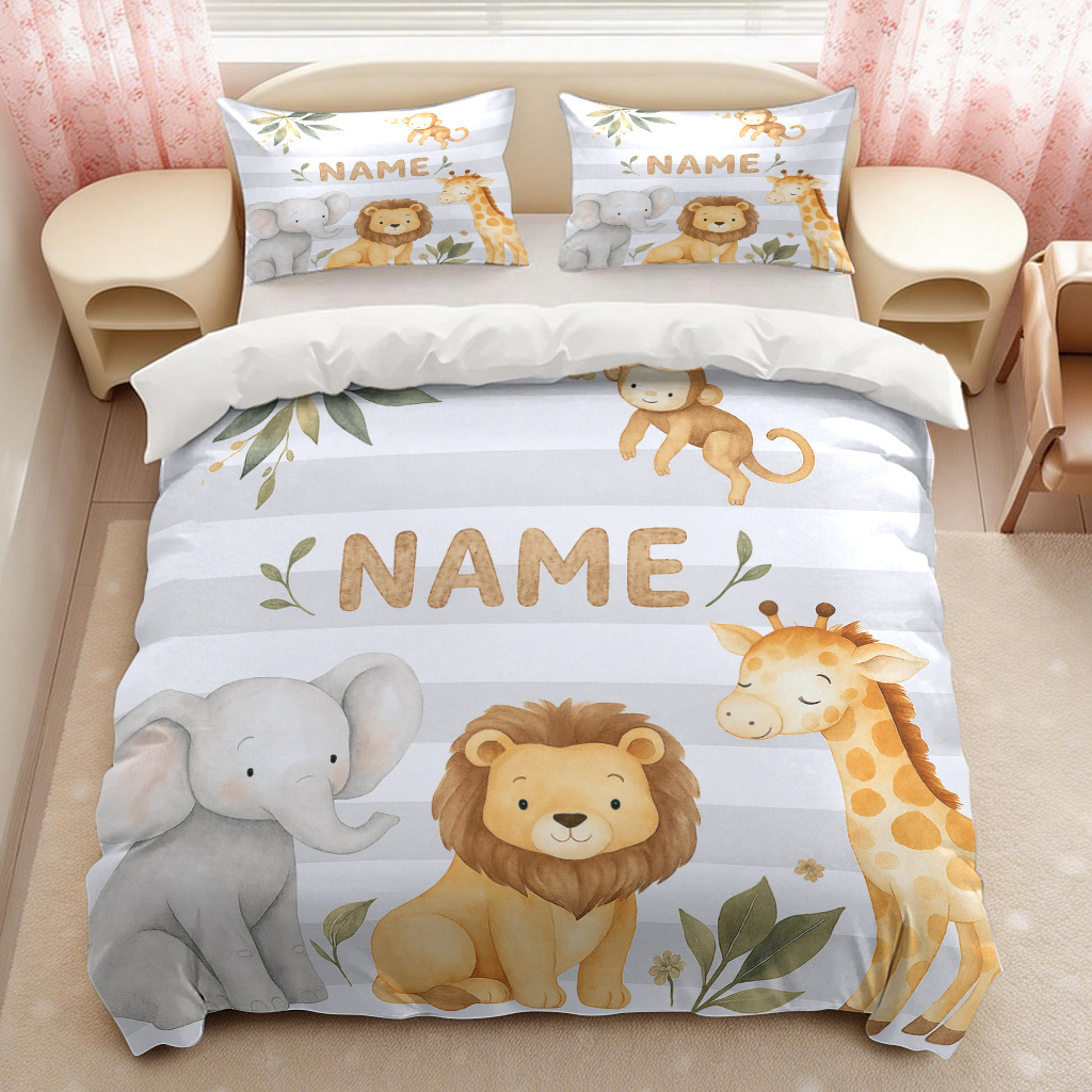 Customized Safari Animals Themed Duvet Cover Set