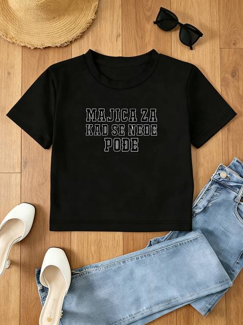 womens cropped belly t shirt streetwear trend high quality printed top new summer style featuring serbian text pattern za kad se ne e po e