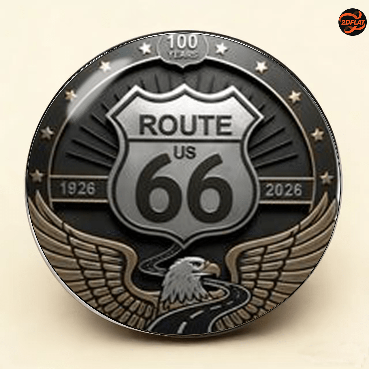 TEMU 1pc, Broche commémorative 2D US en acier inoxydable, Ajouts commémoratifs du de 1926 à 2026, Badge de style rétro américain, Écusson de