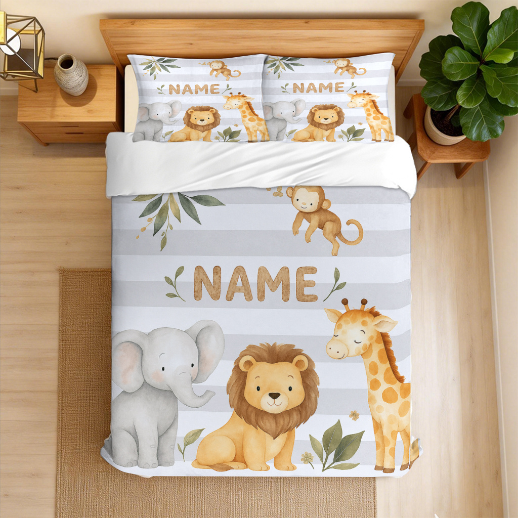 Customized Safari Animals Themed Duvet Cover Set