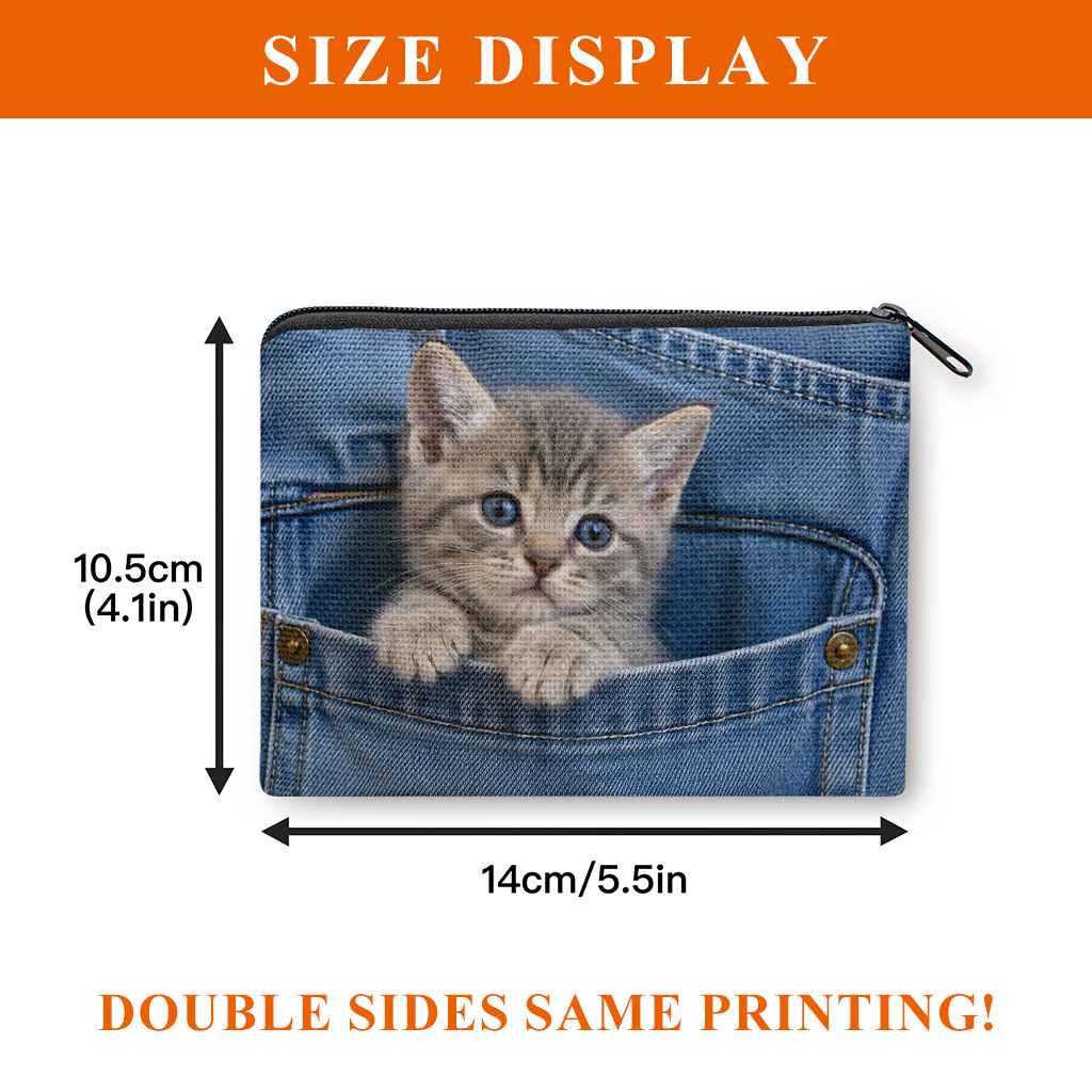 TEMU 1 pieza, con estampado de adorable en bolsillo por , mini , bolsillo para monedas, neceser de maquillaje, con cierre de cremallera, , duradero,