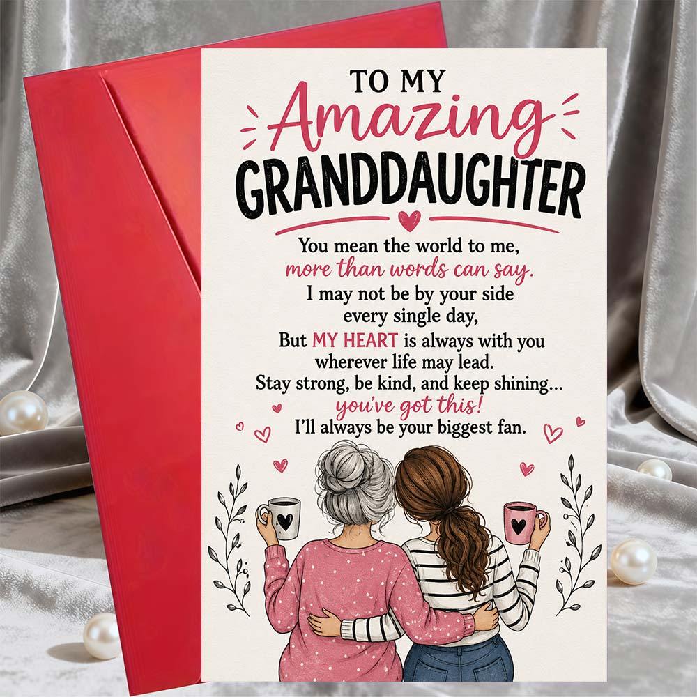 TEMU 1pc Greeting Card And 1pc Envelope. 2d Flat Inspirational Card, For Granddaughter, From , Suitable For Birthday, Graduation, Or Encouragement,