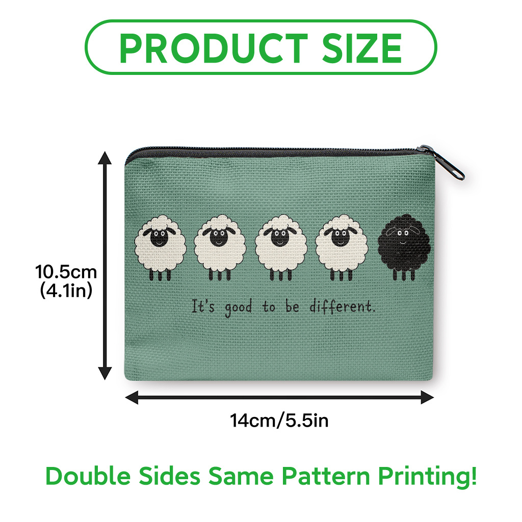 TEMU Coin Purse, Standing Out Sheep Print Coin Purse, Zipper Clutch Bag, Makeup And Small Item Storage Pouch, Durable Washable Lightweight Organizer