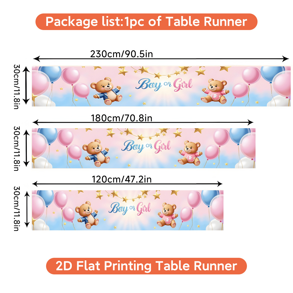 TEMU Runner da 2D stampato a piatto 1 pz, palloncini e orsacchiotti runner da tavolo moderno minimalista, poliestere, per cene festive e decorazioni