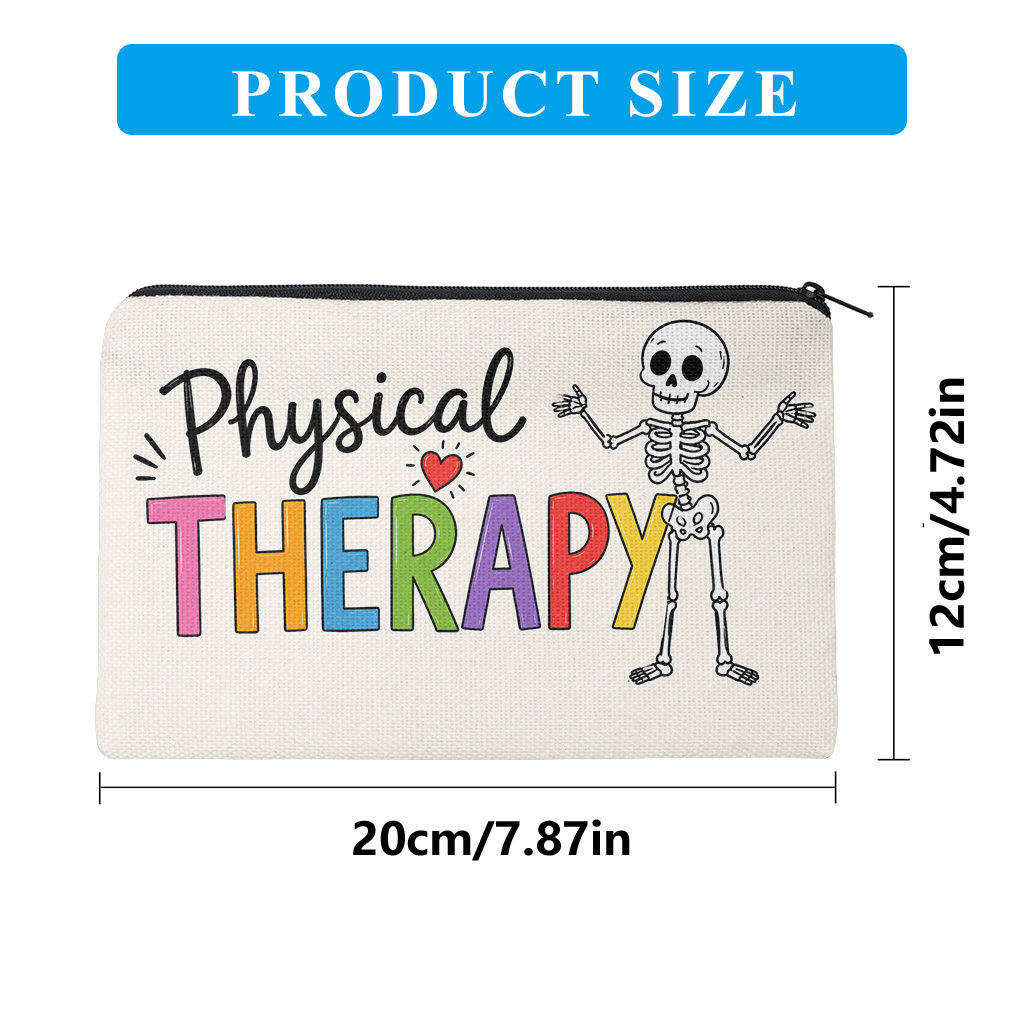 TEMU Pencil Case 1pc, Physical Therapy Related Double-sided Printing Pencil Case, Foldable And Portable Makeup Bag, Large Capacity Stationery Storage