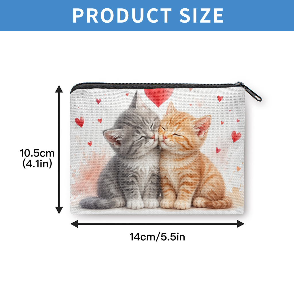 TEMU Porte-monnaie 1 pièce, Porte-monnaie avec adorables chatons se blottissant ensemble, Fermeture à glissière, Petit sac de rangement portable pour