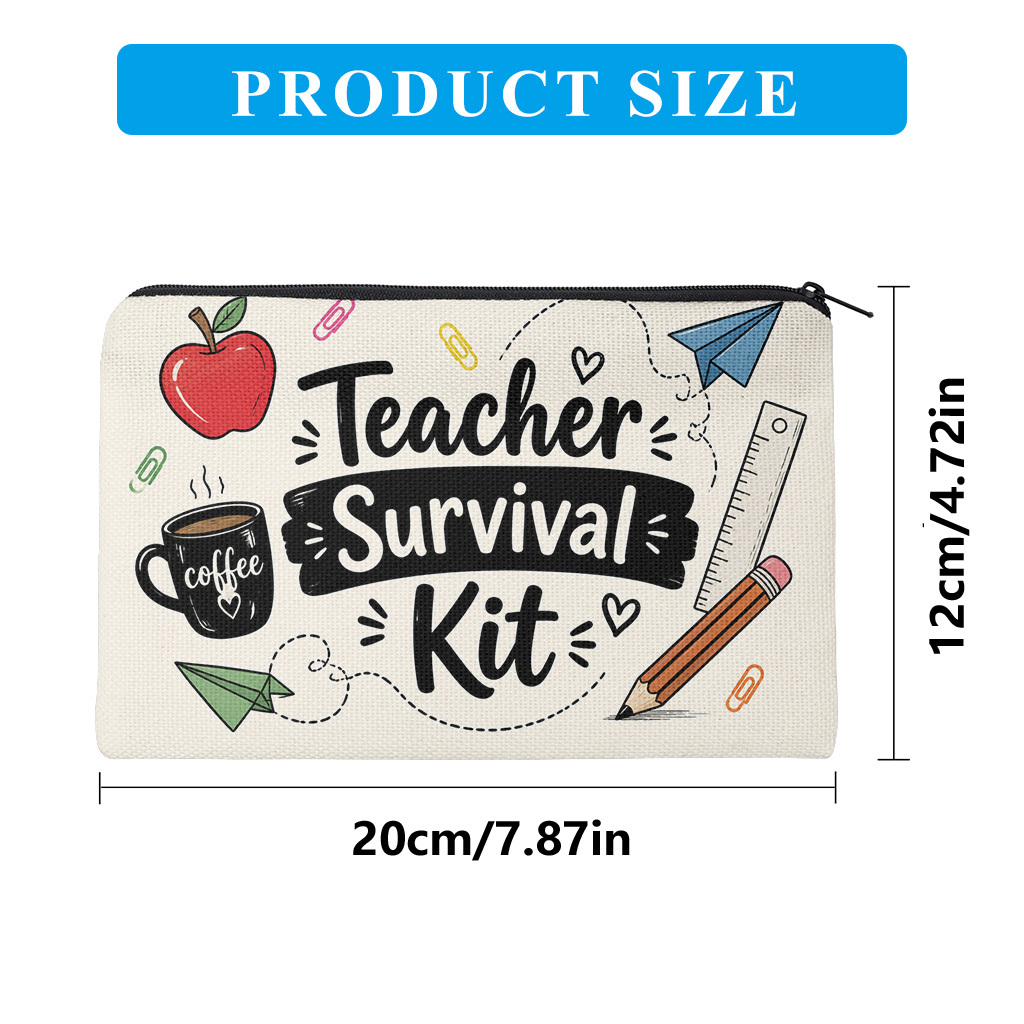 TEMU Etui 1 stuks, Leraar Survival Kit Dubbelzijdig Bedrukt Etui, Opvouwbare en Draagbare Make-up Tas, Stationaire Opbergtas met Capaciteit, Cadeau