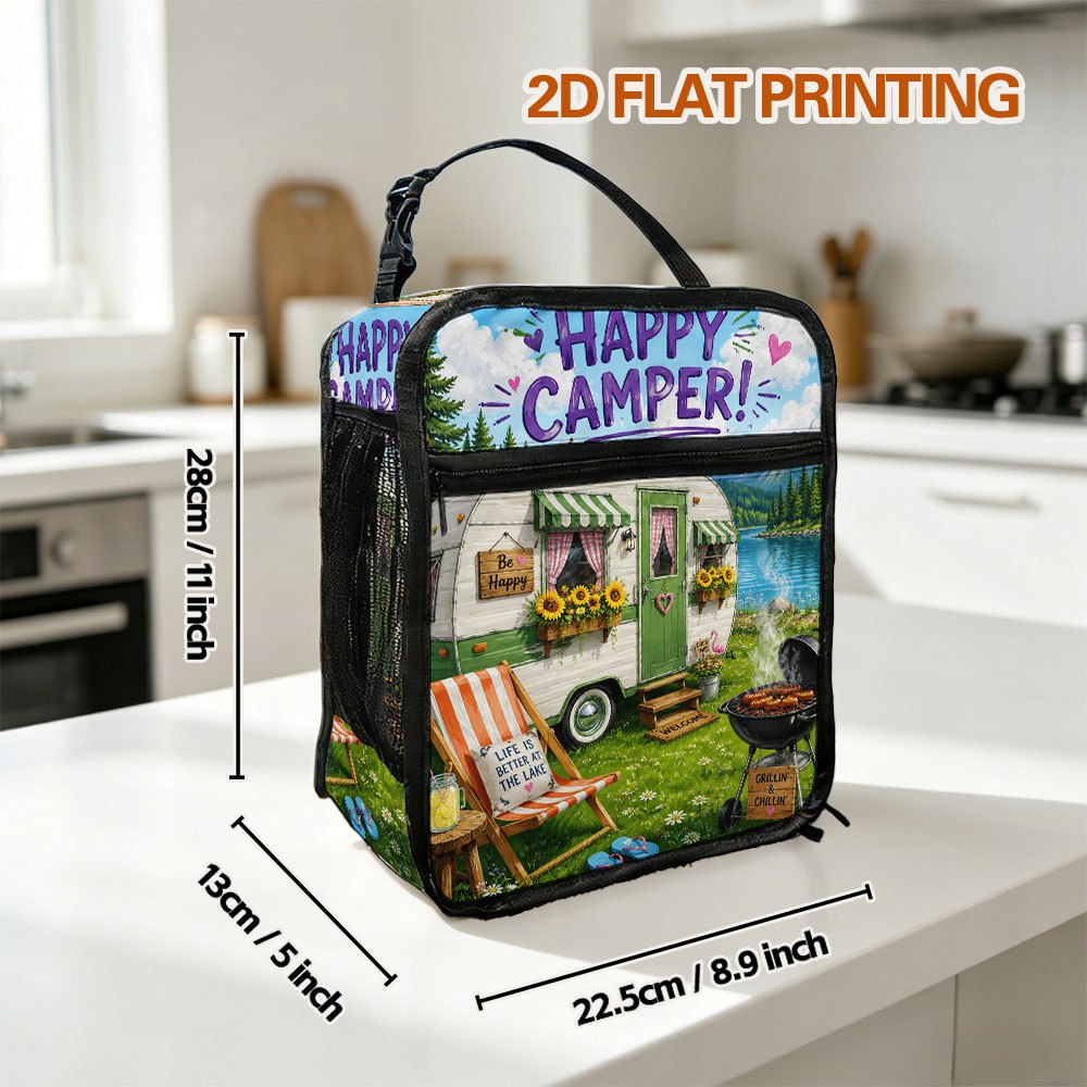TEMU 2d Flat, 1pc Camping Scene Printed Thermal Bag Insulation Bag Insulated Bag, Not For Food Contact, Suitable For Home, Restaurant, Office, Unisex