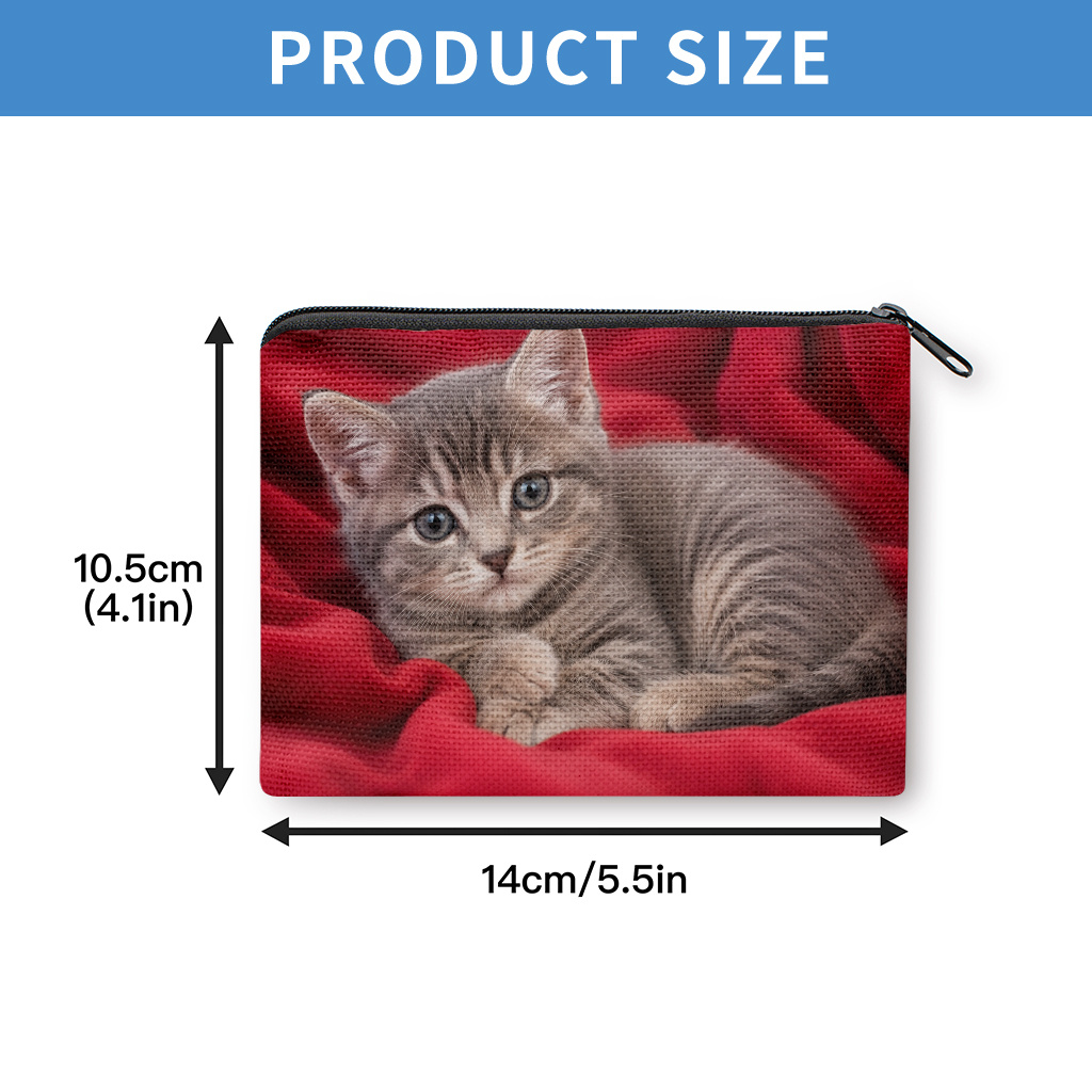 TEMU Portamonete con Gattino a , Portafoglio a Cerniera con Coperta e Stampa Gattino, Porta Carte e Portamonete e Portatile, Multifunzionale per
