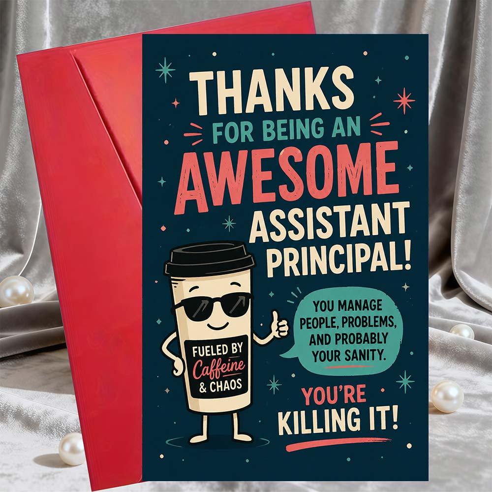 TEMU 1 Greeting Card + 1 Envelope Funny Assistant Principal Appreciation Greeting Card Thank You Gift For School Staff Birthday Retirement Or Work