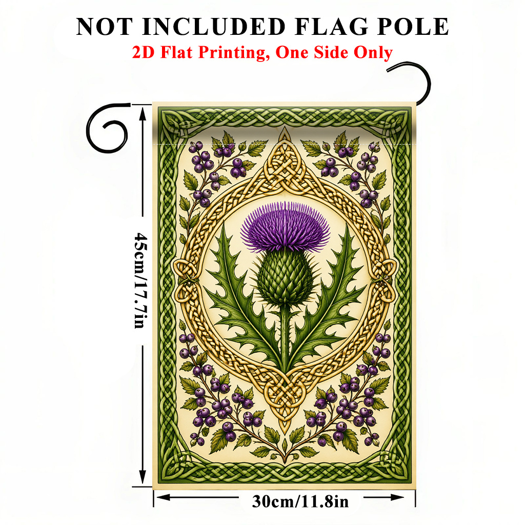 TEMU 2d Flat - 2d Flat Printing Garden Flag 1pc, Thistle And Celtic Design Garden Flag - Single-sided Print, Durable Polyester Outdoor Decor For Home