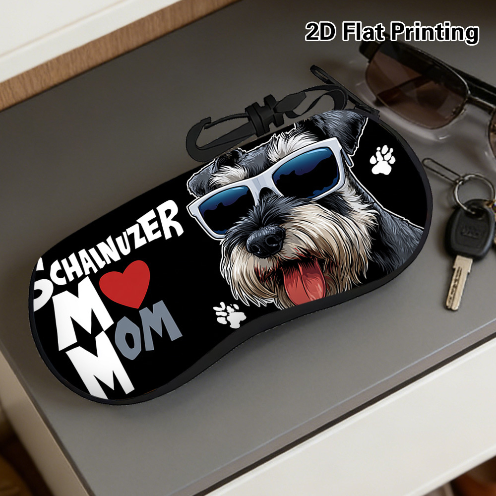 photo de l'article 1pc étui à lunettes à fermeture éclair motif   schnauzer idéal pour  , organisateur de lunettes compact avec imprimé schnauzer, étui   pour homme et femme,   cadeau moderne pour enseignants, parents, étudiants - accessoire sur le thème des  s lavable en machine, plat 2d