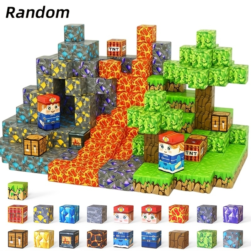 Cave Miner Rock Obsidian Magnetic Blocks, Educational Sensory Toy