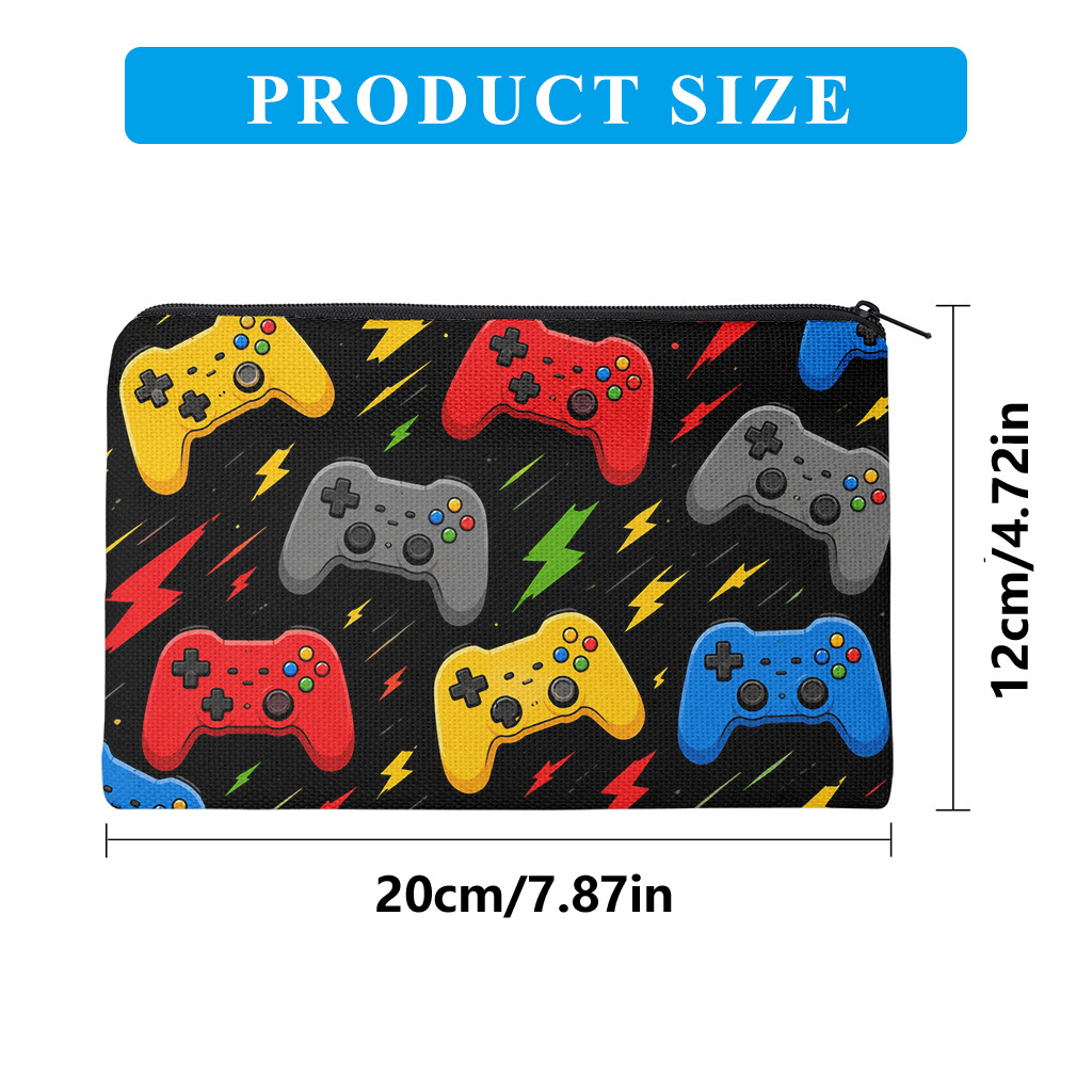TEMU Pencil Case 1pc, Game Controller Design Double-sided Printing Pencil Case, Foldable And Portable Makeup Bag, Large Capacity Stationery Storage