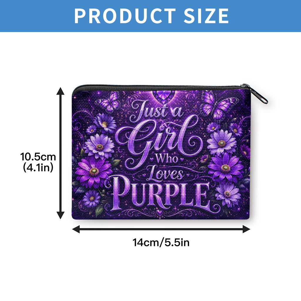 TEMU Purple Coin Purse With Zipper Closure - Multifunctional Compact Wallet Suitable For , Portable Card Holder & Key/earphone Storage Bag,