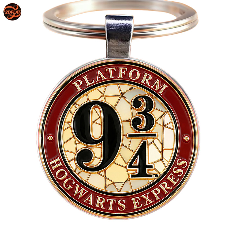 TEMU 1 2d Warner . Officially Licensed Keychain, Warner Harry Potter Themed Retro , Featuring A Gold-plated And Painted Style, Presenting And The
