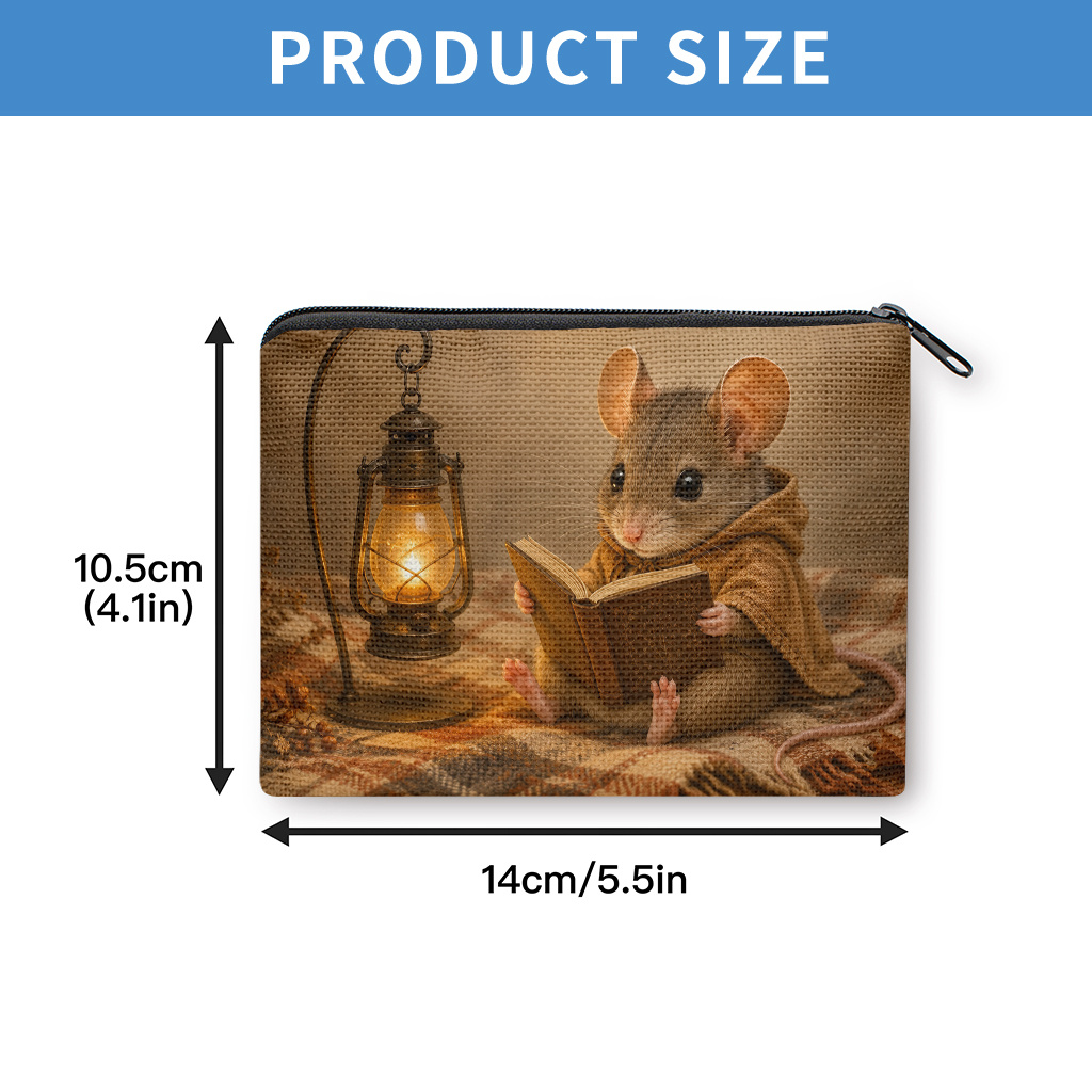 TEMU Porte-monnaie 1 pièce, Porte-monnaie Souris Lectrice avec Lanterne, Fermeture à Glissière, Petit Sac de Rangement Portable pour Clés, Écouteurs,