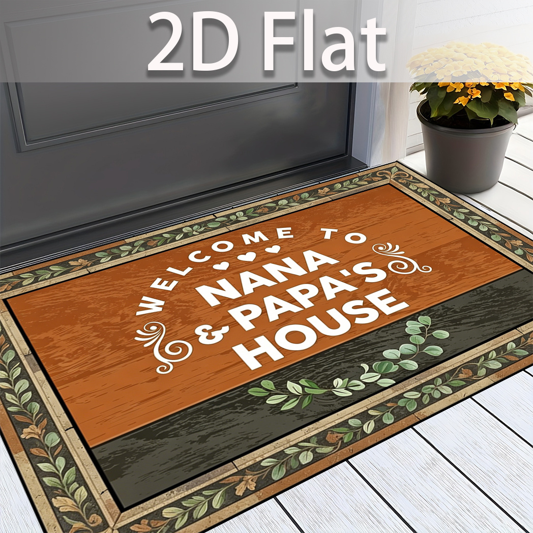 TEMU 2d Flat Wood Grain Texture "welcome To & " Non-slip Doormat, Suitable For , Foyers, , Garages, , And Multiple Scenes. Outdoor Rugs For And