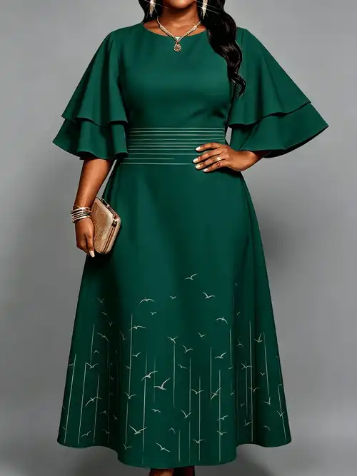 temu green dresses * Solid *-the-Shoulder Dress for Women T069