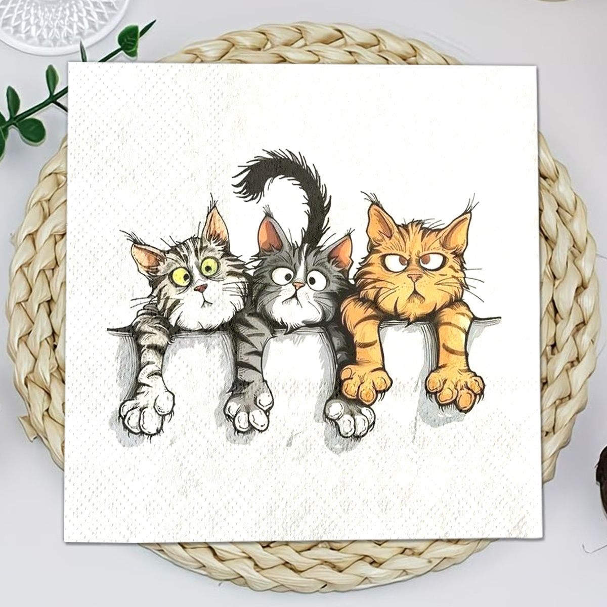 TEMU 20pcs Cat-themed Napkins For , Covering Weddings, Birthdays, , Gatherings, Enhancing Ambiance For Table Settings, To Different Dining Styles,