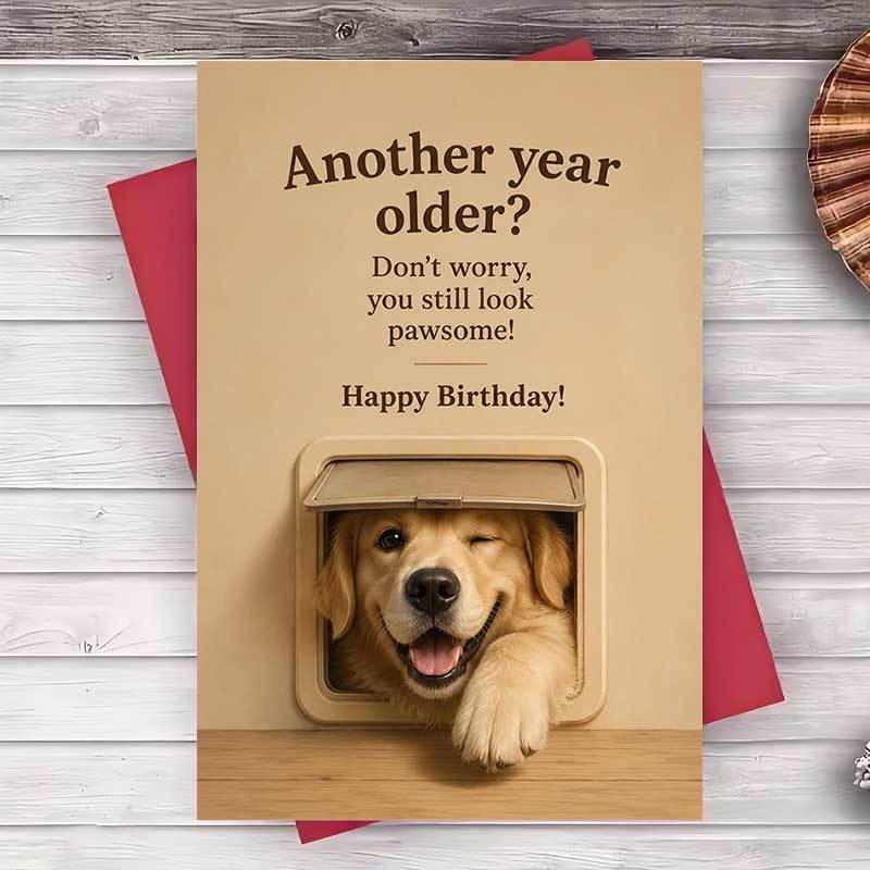 TEMU 1 Envelope And 1 Greeting Card Funny Dog Birthday Greeting Card For And Pet Lovers Cute Golden Retriever Design For Birthday Celebration And