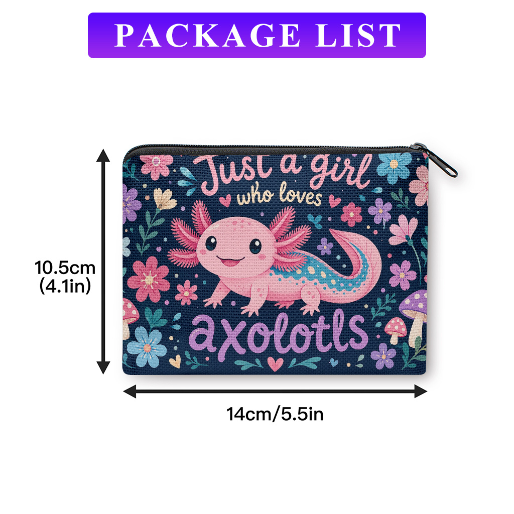 TEMU Coin Purse, Axolotl Flowers -material Double, Compact Portable Coin Storage Suitable For Keys, A Practical Organizer For , Perfect Gift For