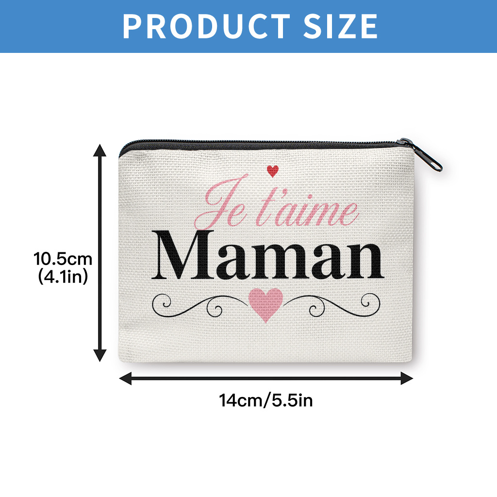 TEMU Porte-monnaie 1 pièce, Porte-monnaie "Je t'aime maman", Fermeture à glissière, Petit sac de rangement portable pour clés, écouteurs et pièces de