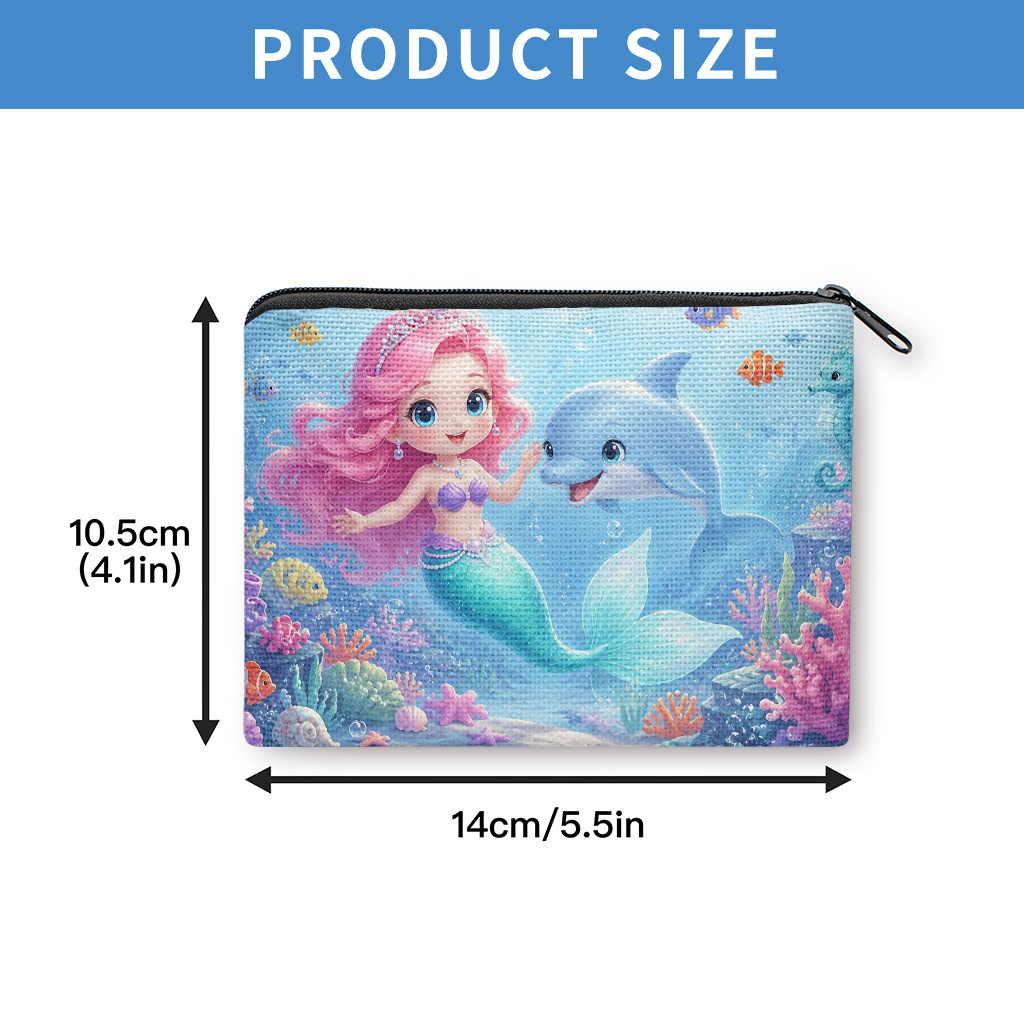 TEMU Coin Purse, Mermaid With Coin Purse, Zipper Closure, Small Portable Key Earphone Storage Bag, Multifunctional Handy Card Holder, Lightweight,