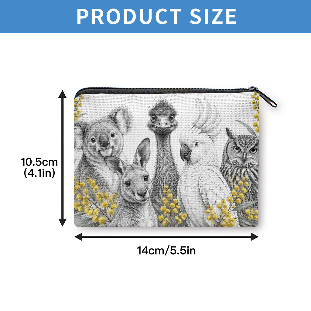 TEMU Coin Purse, Australian Wildlife Art Coin Purse, Zipper Closure, Small Portable Key Earphone Coin Storage Bag, Multifunctional Handy Card Holder,