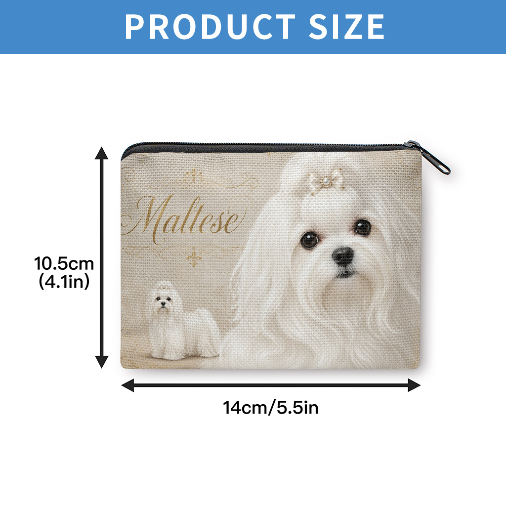 TEMU 【商品名】コインパース、白いふわふわマルテセ犬 コインパース、開閉、小型ポータブルヤホンコイン収納バッグ、多機能ハンディカードホルダー、軽量、女性と男性へのホリデーギフト