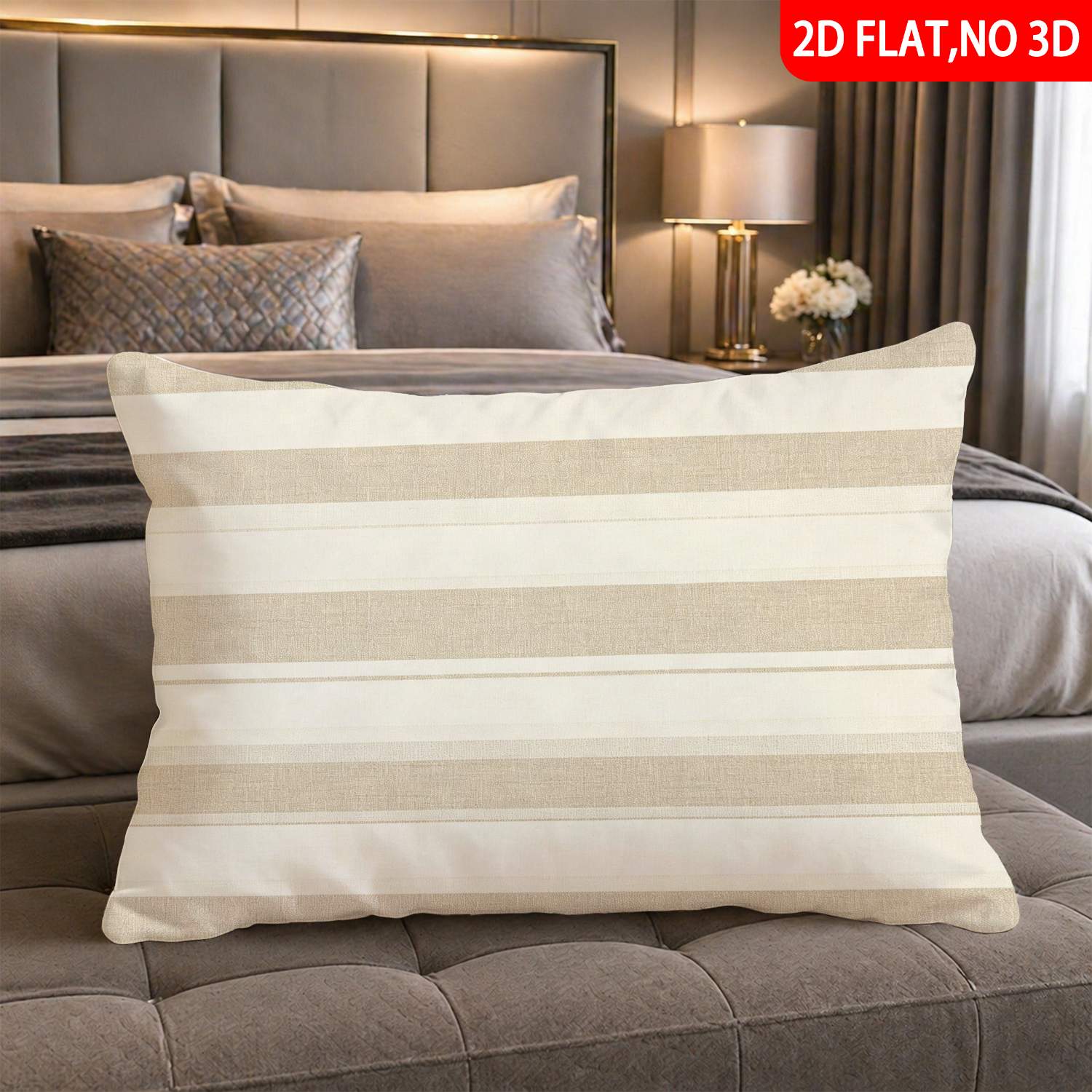 TEMU 1 de almohada (rellenos de almohada no incluidos) con estampado 2D, estilo moderno minimalista, de rayas beige y , ideal para decoración del