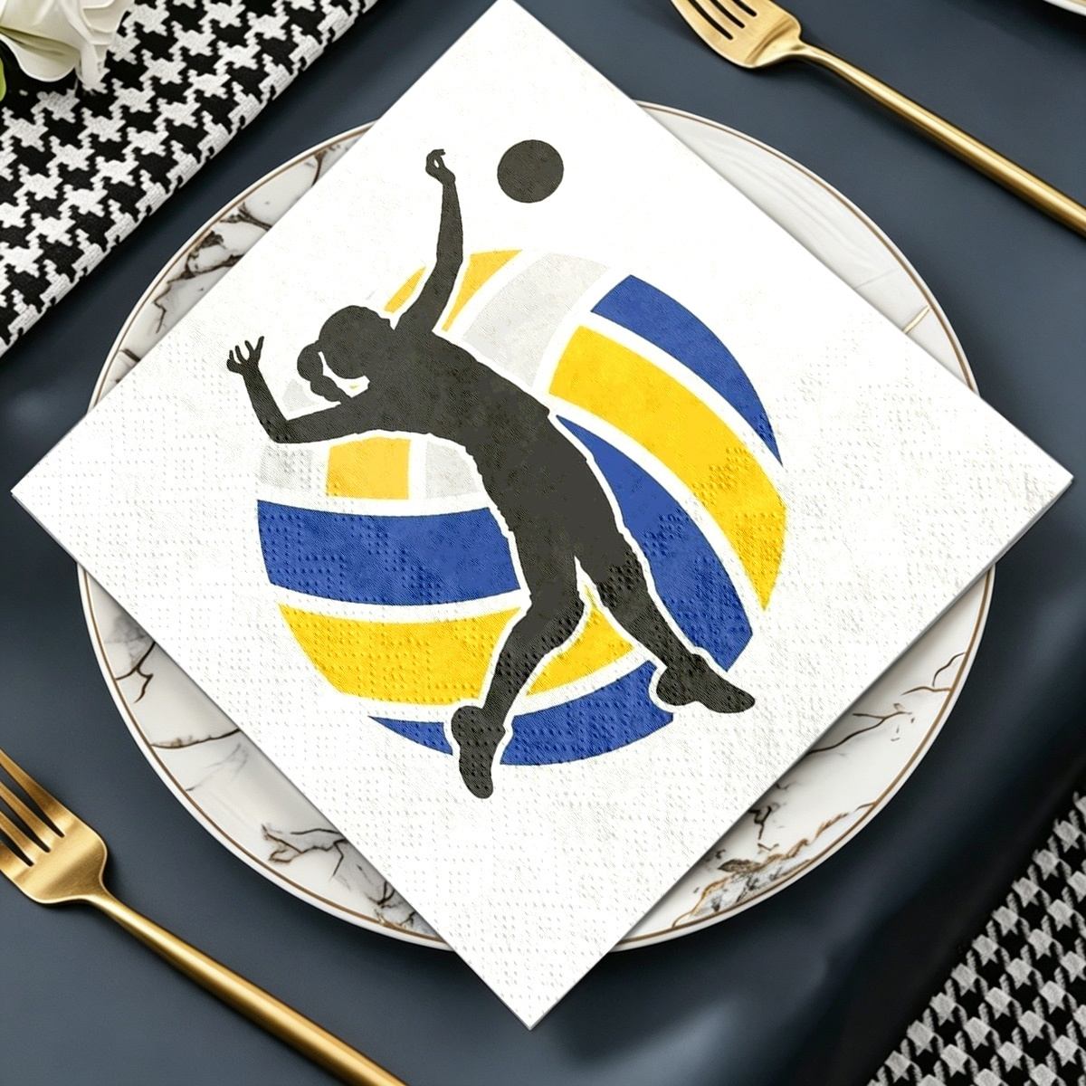 TEMU 20 pezzi Tovaglioli per festa del t癡 con di pallavolo, adatti per matrimoni, compleanni e festive. a soddisfa sia le esigenze di decorazione per