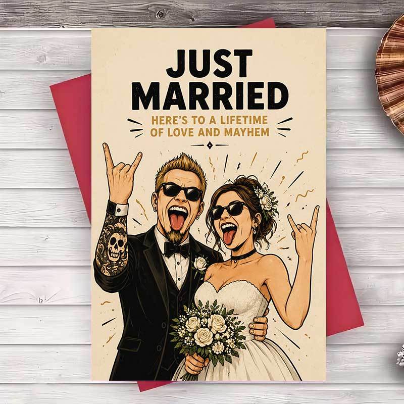 TEMU 1pc Greeting Card Funny Just Married Wedding Card For Bride And Groom Celebration Gift Card