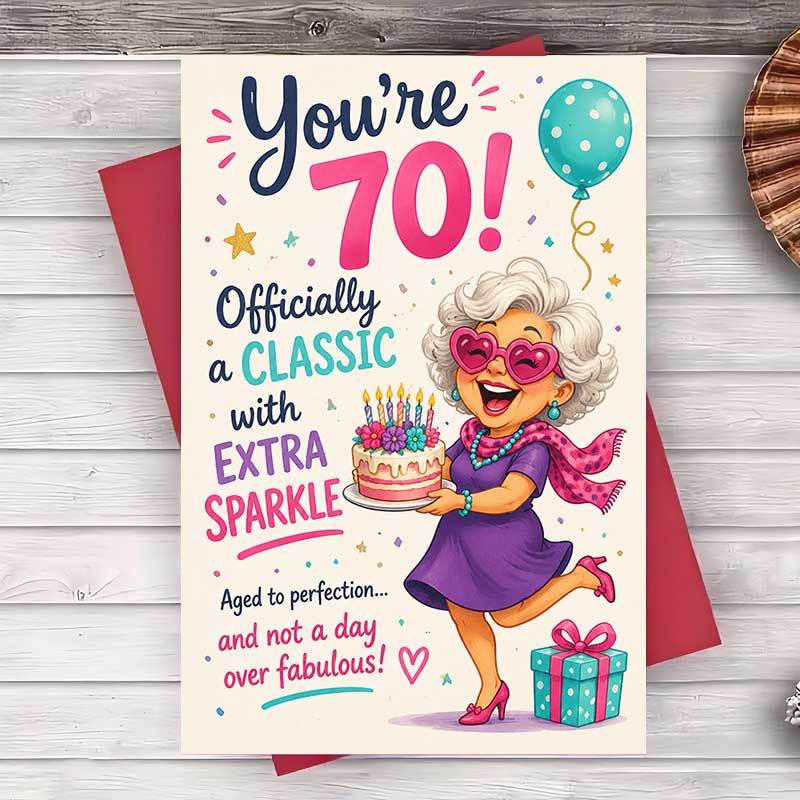TEMU 1 Envelope And 1 Greeting Cardfunny 70th Birthday Greeting Card For Women For Grandma Or Friend Milestone Celebration Party Supplies Greeting