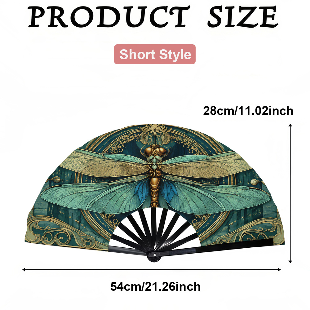 TEMU 1 plegable para mujer, de retro con estampado de dorada, plegable de moda, moderno para fiestas y festivales de , diseño portátil, plegable ,