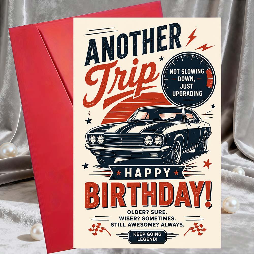TEMU 1 Greeting Card + 1 Envelope Car Birthday Card For Brother Husband Dad Or Friend Racing Enthusiast Flat Greeting Card Greeting Card