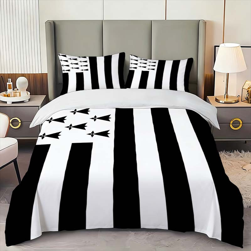 TEMU Parure de Housse de Couette 3 Pièces à Motif Géométrique, Literie Douce et Confortable (1 Housse de Couette + 2 Taies d'Oreiller, Rembourrage),