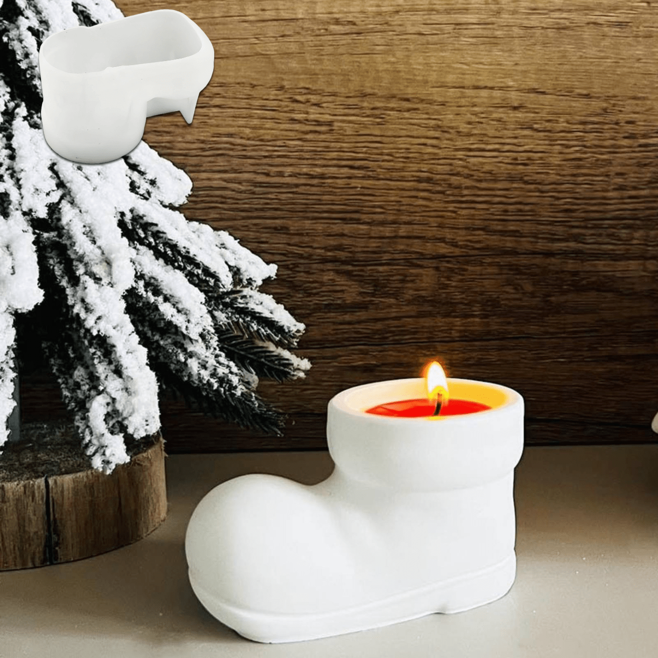 Image of 1pc Christmas Boot Mold, Christmas Boot Candle Mold, Christmas Boot Silicone Resin Mold For Candle Soap Freshie Making Resin Gypsum Clay Wax Diy Crafts Home Decor Christmas Gift