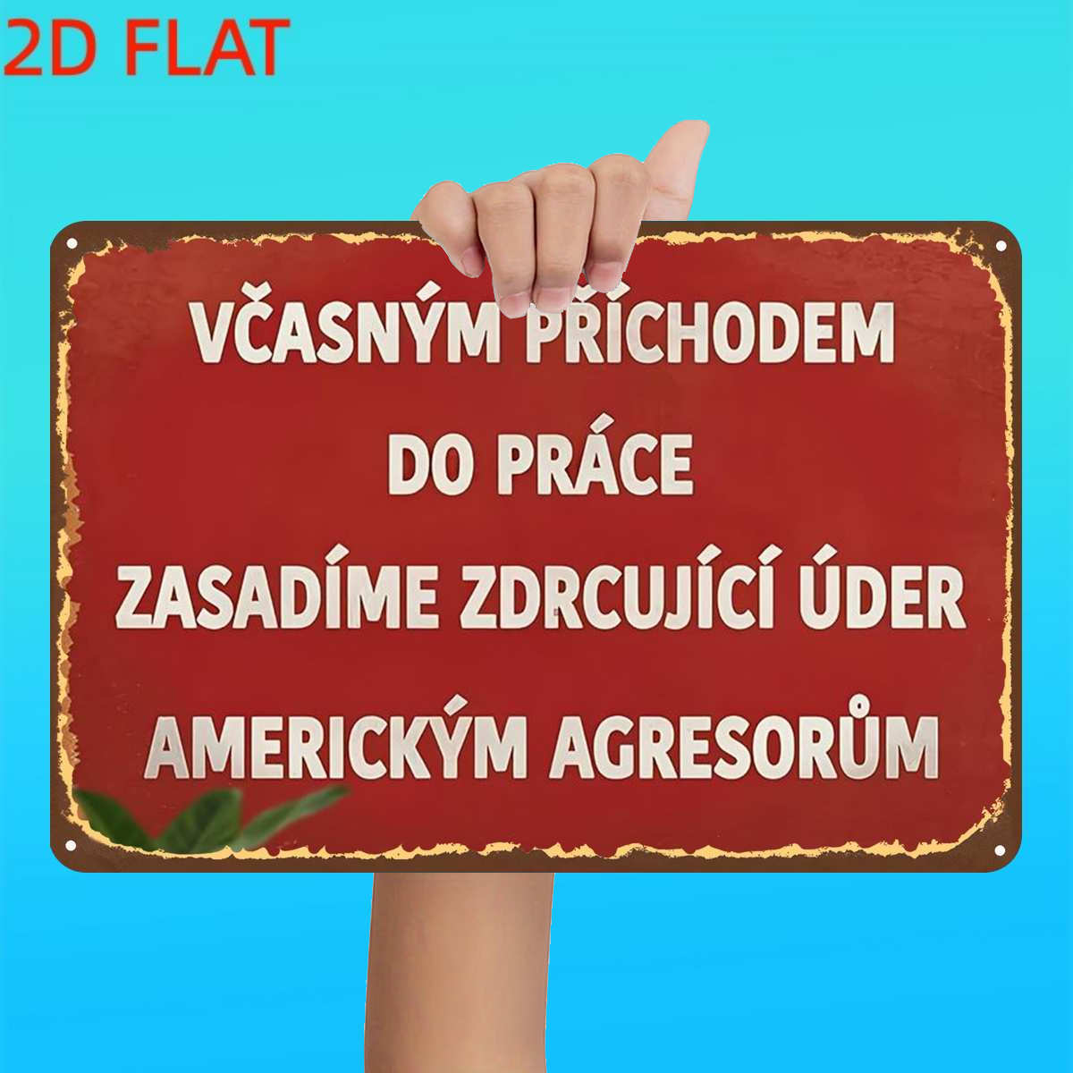 TEMU 2d Flat, 2d Flat,1pc,retro Early : A Devastating Blow To American Aggressors Metal Iron Sign, Pre-drilled Holes, Suitable For Indoor,