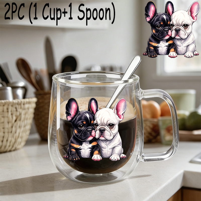 TEMU 2pcs(1pc Glass Cup 1pc Spoon),insulated Double-walled Borosilicate Reusable Water Cup With Handle,large Capacity Clear Coffee Mug For Beverages