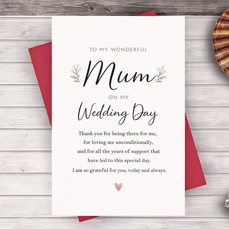 TEMU 1 Envelope And 1 Greeting Cardwedding Day Mum Card Elegant Floral For Bride To Mother From Daughter Thank You Message Keepsake For Wedding