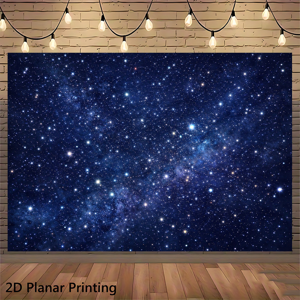 TEMU 2d Flat, 2d Flat - 2d Flat, 2d Flat - 2d Flat Banner 1pc, Starry Night Shining Galaxy, Wall Decoration Banners, Suitable For Living Rooms, Party