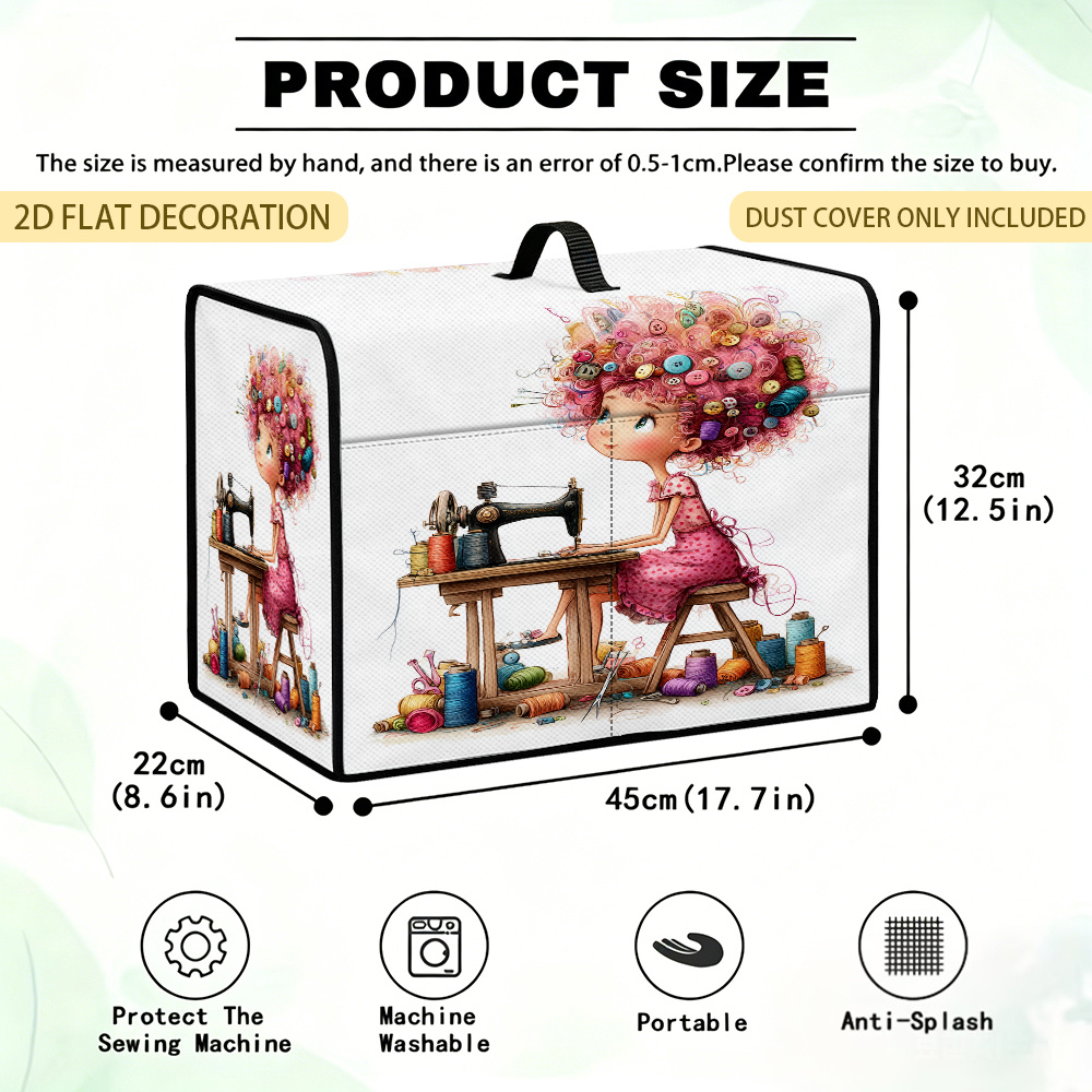 TEMU para máquina de coser con botones, impresión 2D, 1 pieza, con bolsillo de almacenamiento y asa superior, para guardar accesorios y piezas,