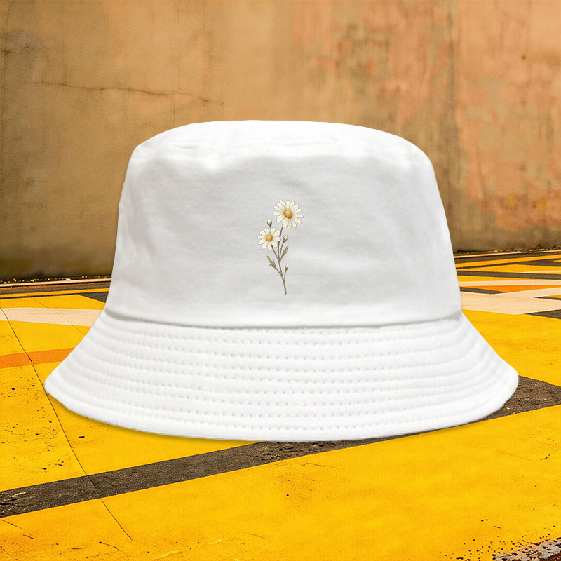 TEMU 1pc, Daisy Print Fisherman Hat, Daisy Couple Fisherman Hat, Suitable For Casual Wear, Holiday Gifts, Daily Accessories, Unisex, Fashionable And